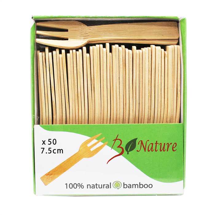Fourchette bambou 7.5cm (Box 50pcs)